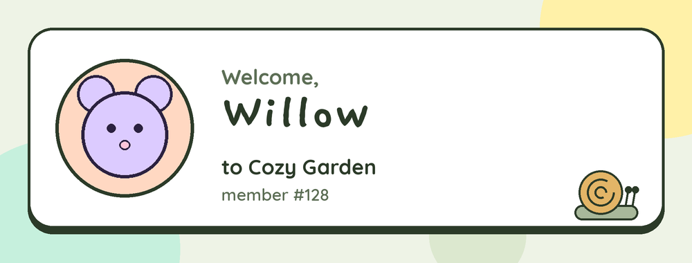 Welcome card in the Moss Forest theme