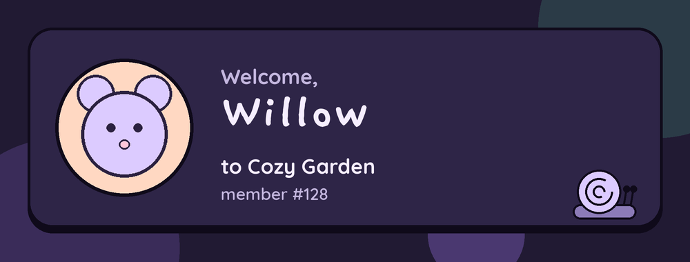 A welcome card for Willow in the Night Garden theme
